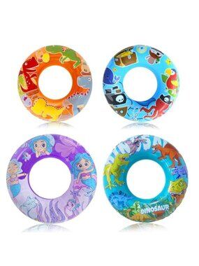 Pool Float Set Family Swim Rings Kids Adult Inflatable Floaties 4 Pack